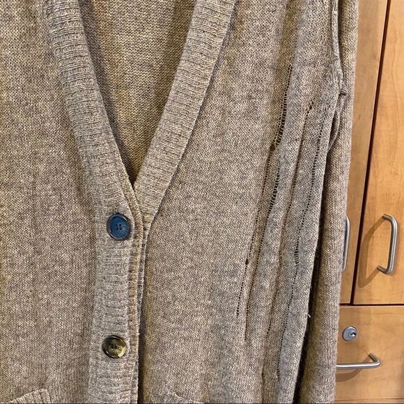 Inhabit Cashmere Alpaca Blend distressed long cardigan - size S - Picture 3 of 6